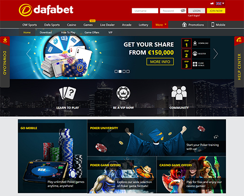 Dafabet Poker页面截屏