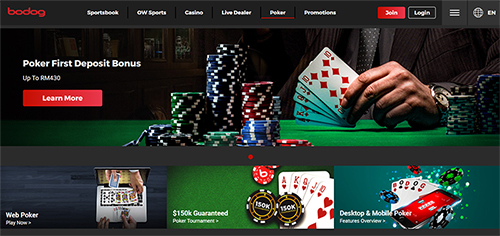 bodog88.com poker page screenshot